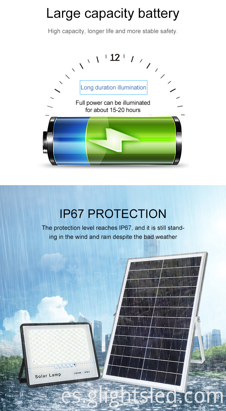 Luz de inundación llevada solar de la prenda impermeable al aire libre ip67 50w 100w 200w 300w de smd del alto brillo